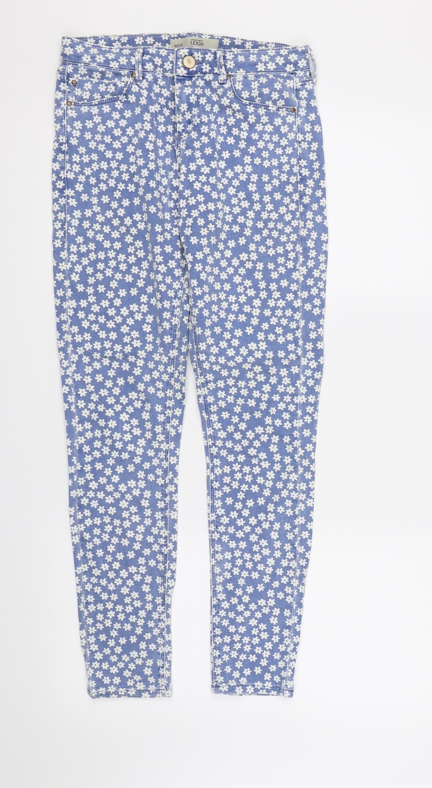 Topshop Womens Blue Floral Denim Skinny Jeans  L30 in