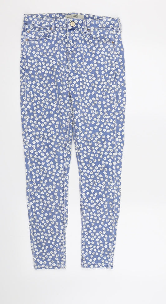 Topshop Womens Blue Floral Denim Skinny Jeans  L30 in