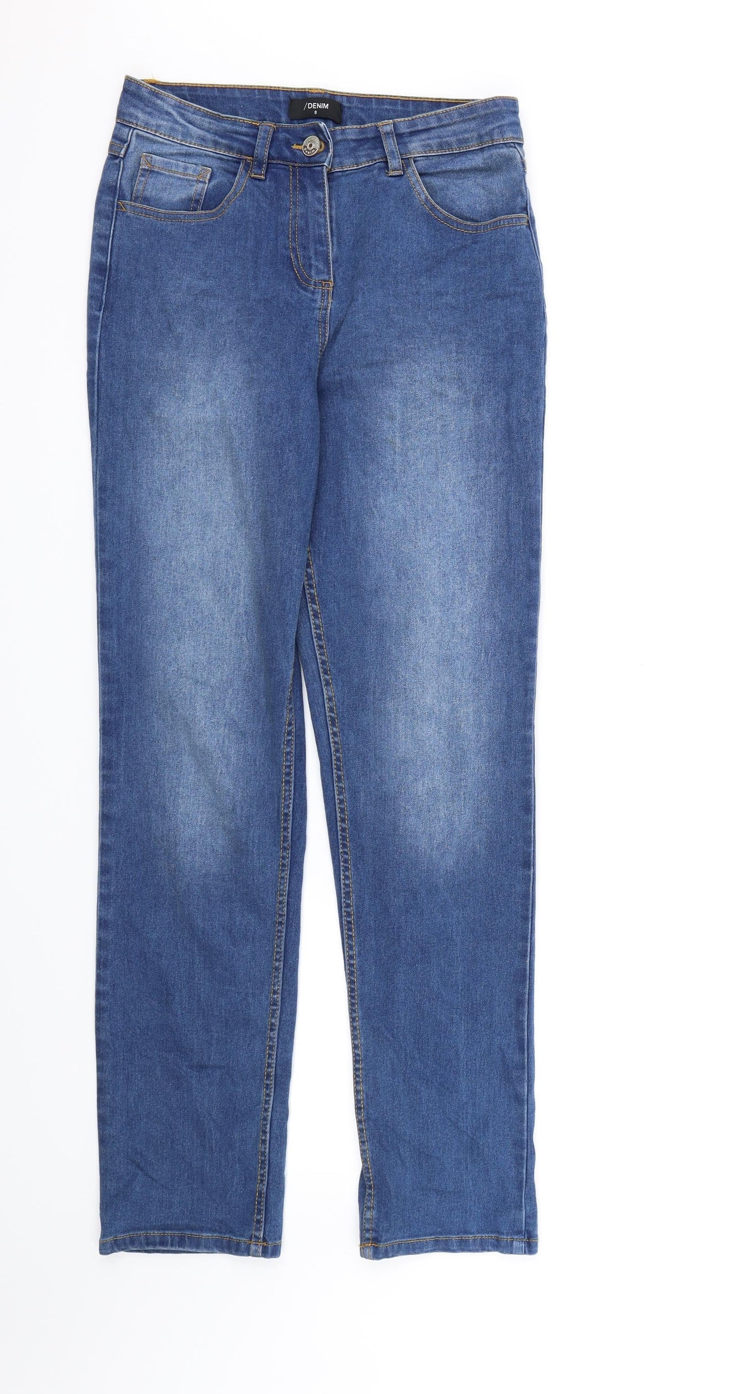 Womens UK Size 8 Papaya Regular Fit Straight Blue Jeans