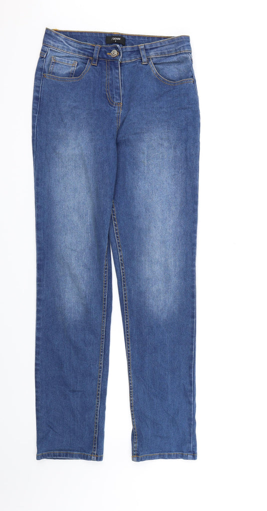 Womens UK Size 8 Papaya Regular Fit Straight Blue Jeans