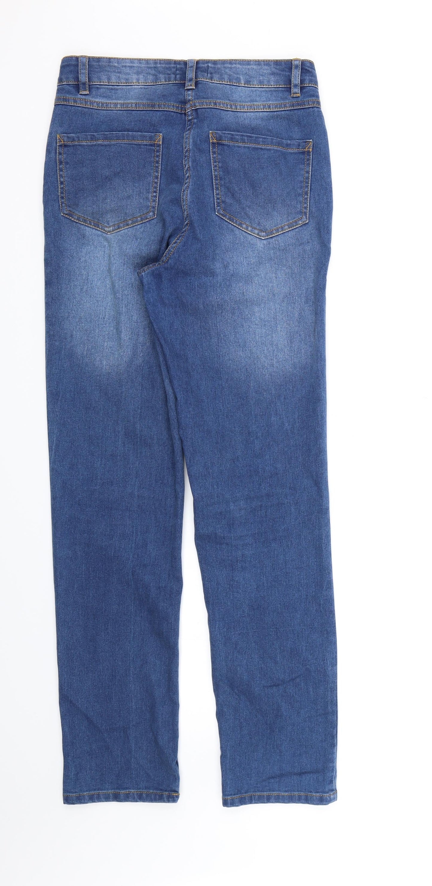 Womens UK Size 8 Papaya Regular Fit Straight Blue Jeans