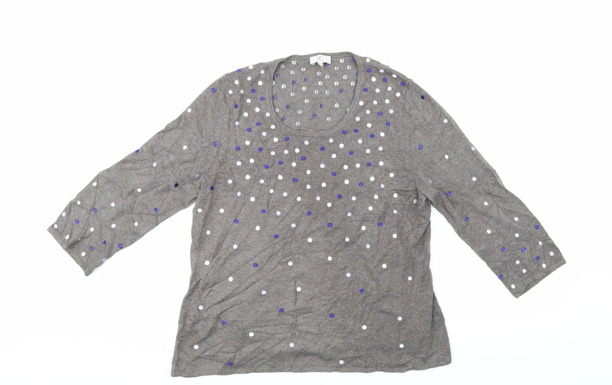 Country Casuals Womens Brown Polka Dot Pullover Jumper Size L