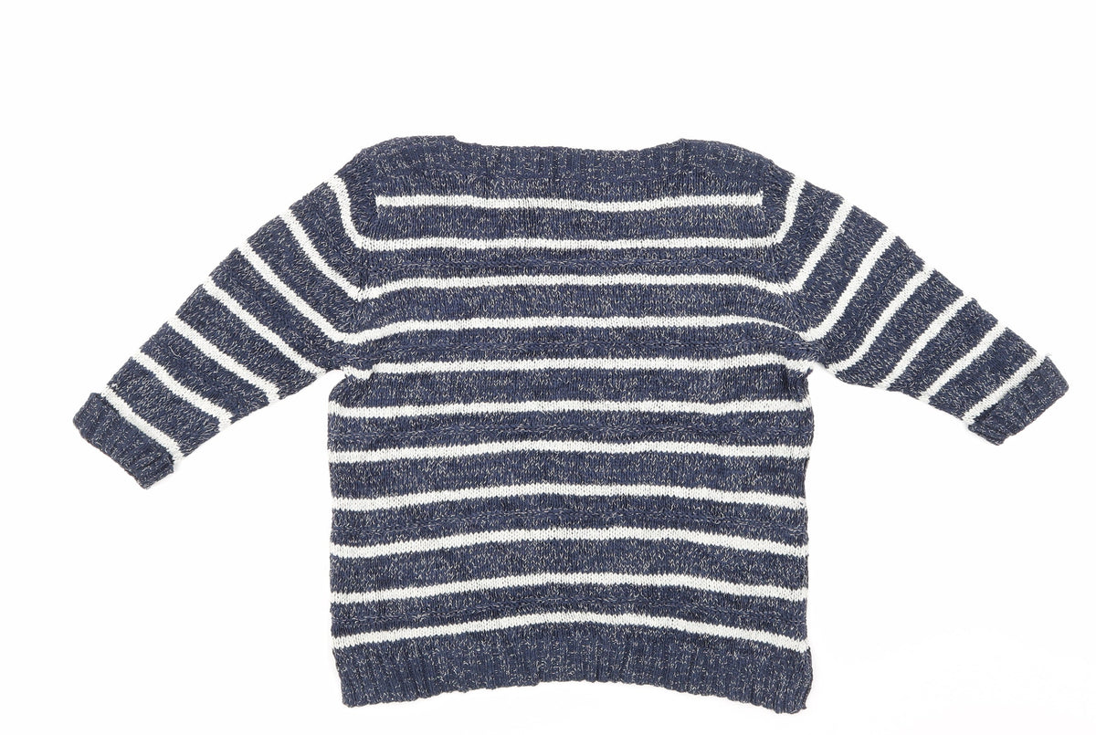 M&Co Womens Blue Striped  Pullover Jumper Size 16
