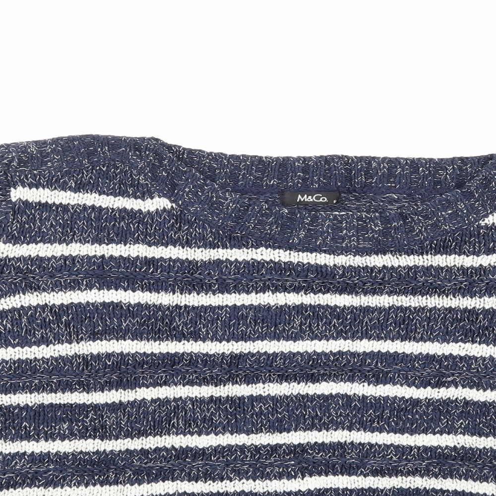 M&Co Womens Blue Striped  Pullover Jumper Size 16