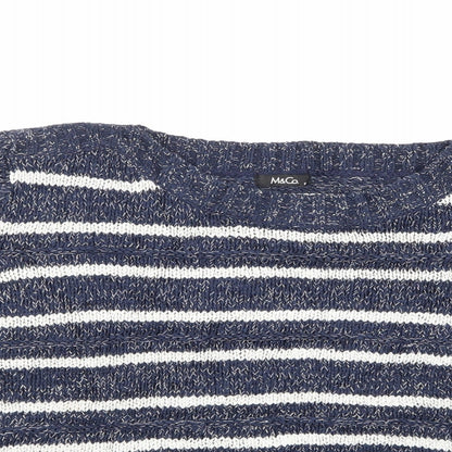 M&Co Womens Blue Striped  Pullover Jumper Size 16