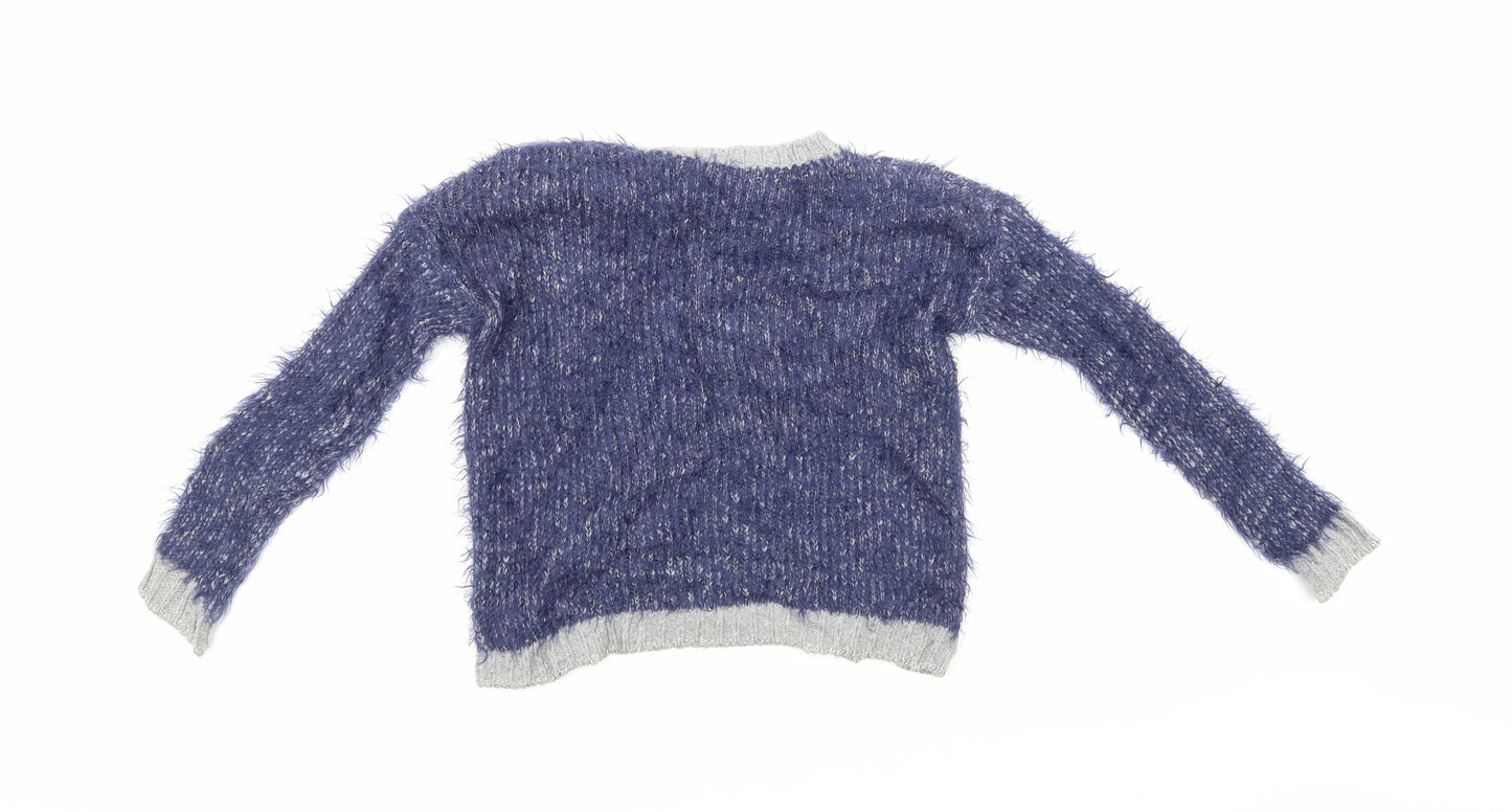 United Colors of Benetton Girls Blue   Pullover Jumper Size 7-8 Years  - Love heart