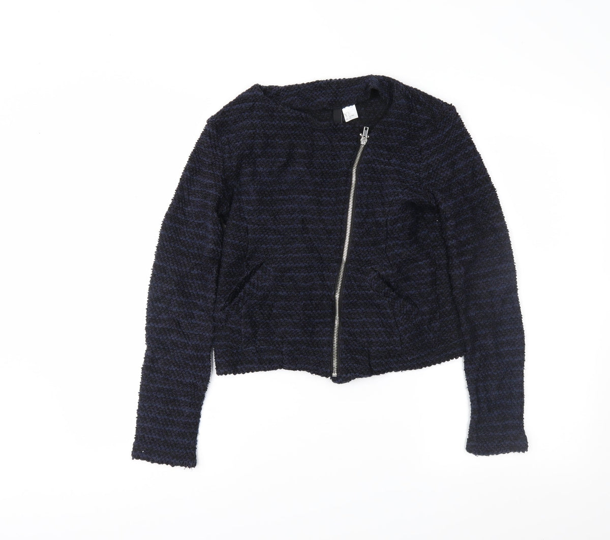 H&M Womens Blue Striped  Full Zip Jumper Size S