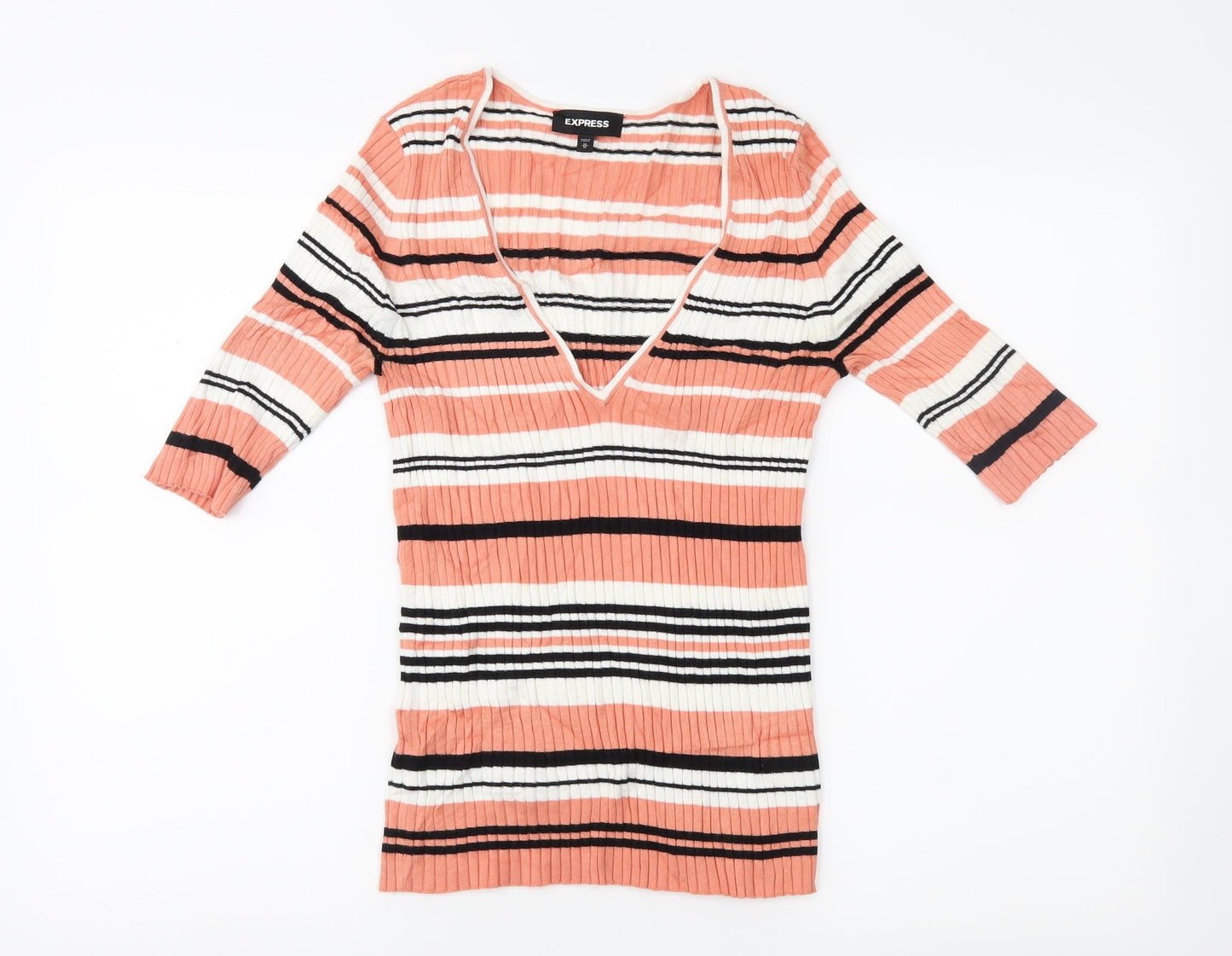 Express Womens Pink Striped  Basic Blouse Size M