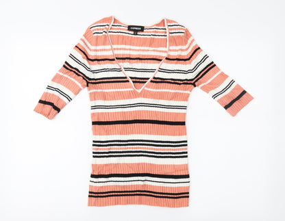 Express Womens Pink Striped  Basic Blouse Size M