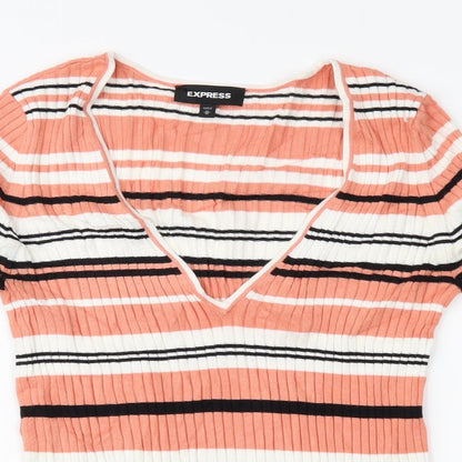 Express Womens Pink Striped  Basic Blouse Size M