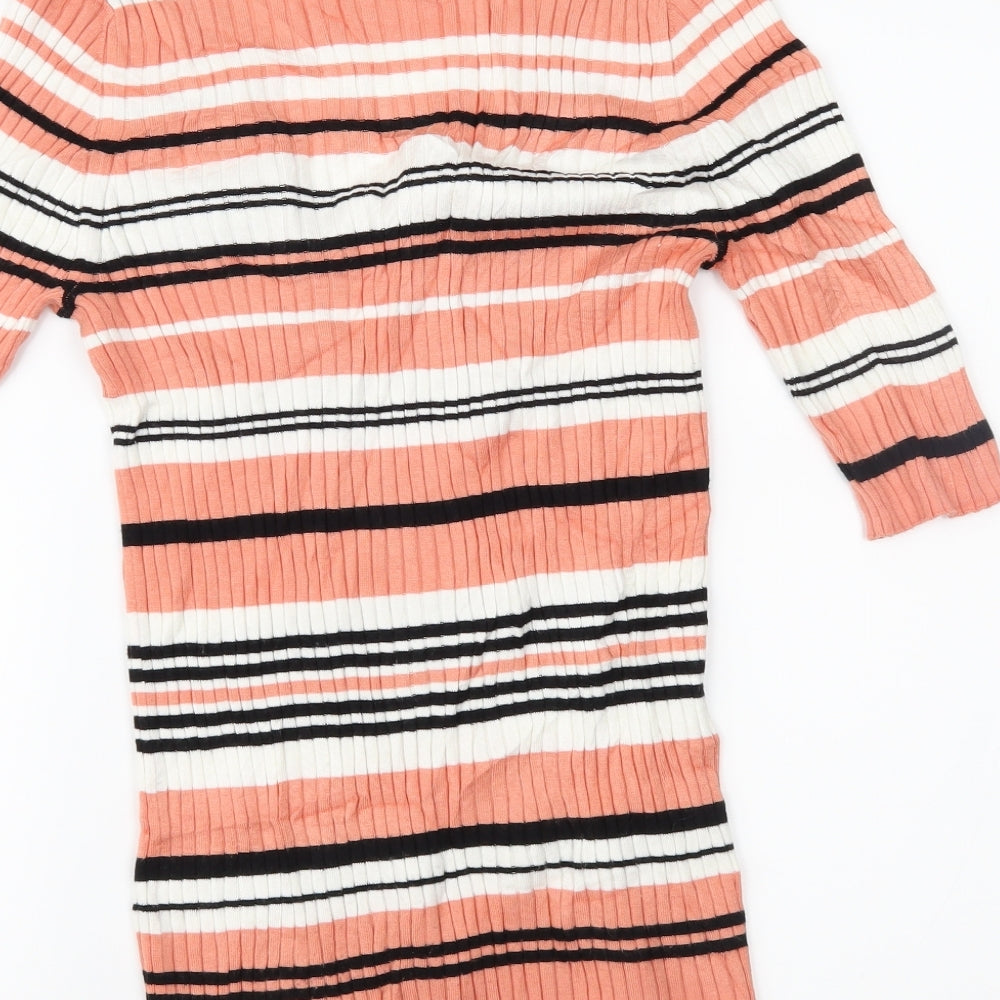 Express Womens Pink Striped  Basic Blouse Size M