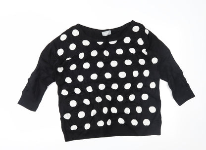 wallia Womens Black Polka Dot  Tunic Jumper Size M
