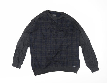 Threadbare Womens Grey Plaid  Pullover Jumper Size 2XL