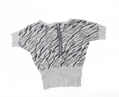 girls limited Girls Grey Animal Print  Pullover Jumper Size 5-6 Years