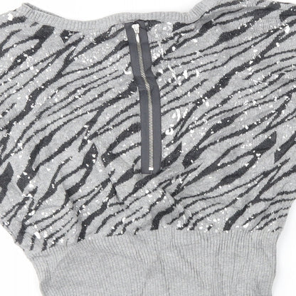 girls limited Girls Grey Animal Print  Pullover Jumper Size 5-6 Years