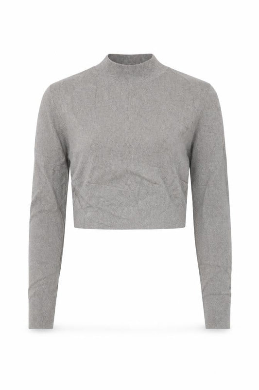 Womens UK Size 10 newlook Grey Cropped Blouse