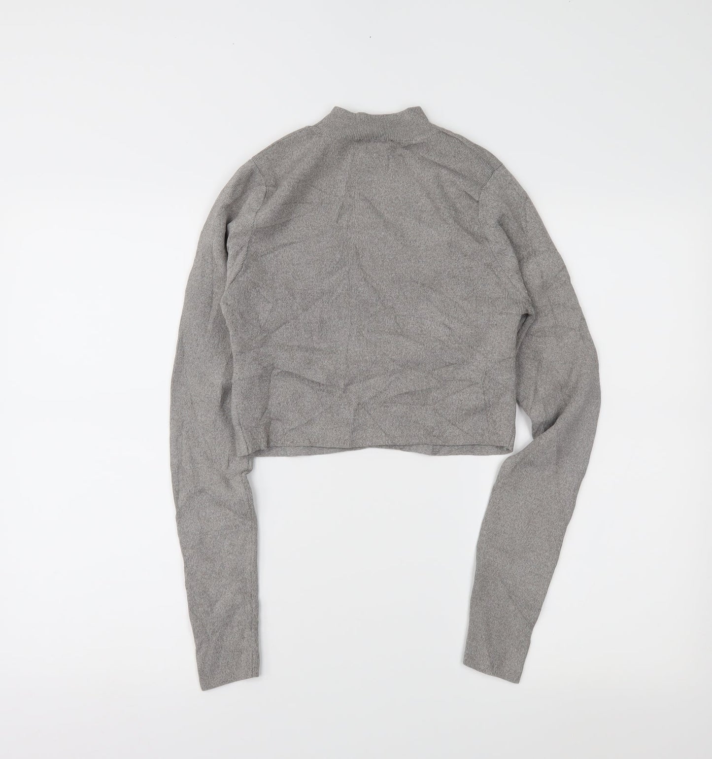 Womens UK Size 10 newlook Grey Cropped Blouse