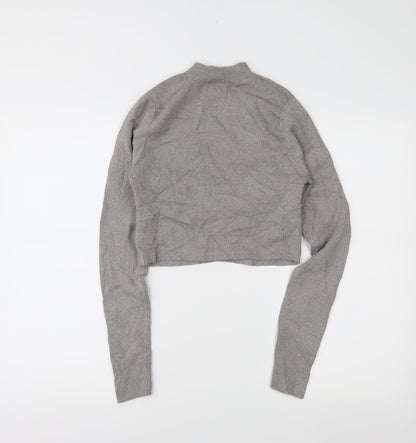 Womens UK Size 10 newlook Grey Cropped Blouse