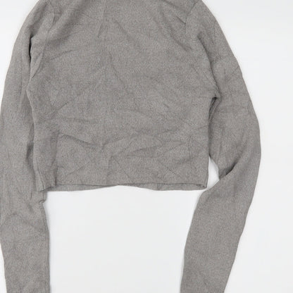 Womens UK Size 10 newlook Grey Cropped Blouse