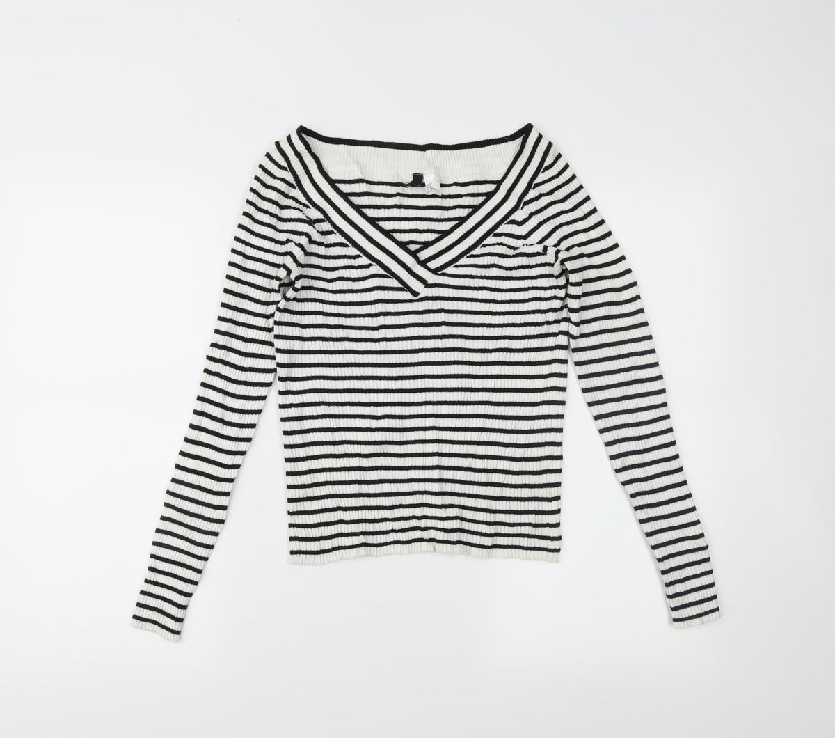 H&M Womens Black Striped  Tunic Jumper Size M