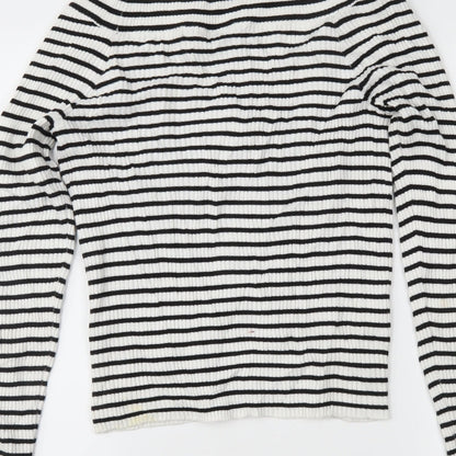 H&M Womens Black Striped  Tunic Jumper Size M