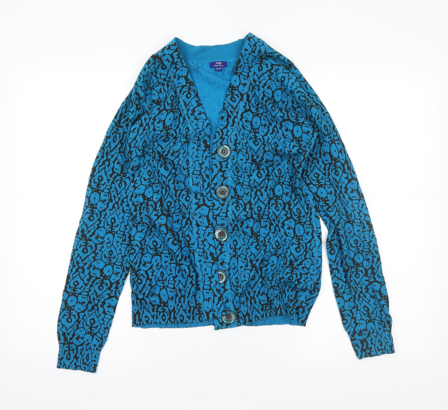 tabi Womens Blue Animal Print  Cardigan Jumper Size XS