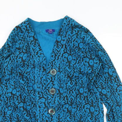 tabi Womens Blue Animal Print  Cardigan Jumper Size XS