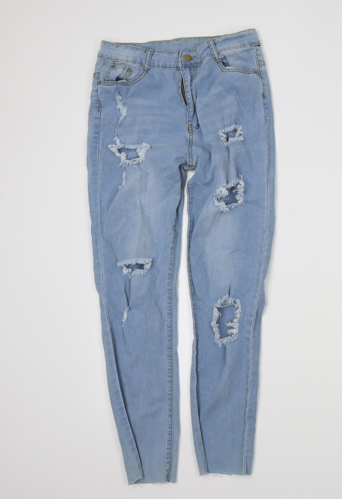 Womens UK Size M Preworn Regular Fit Skinny Blue Jeans
