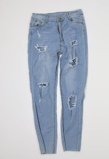 Womens UK Size M Preworn Regular Fit Skinny Blue Jeans