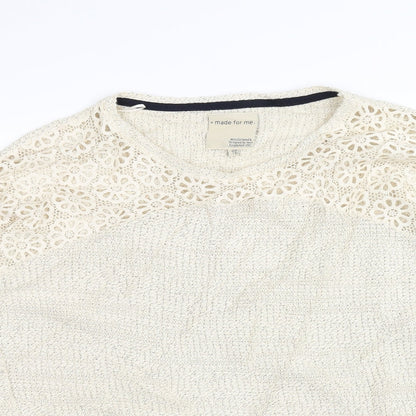 Made for me  Womens White  Knit Pullover Jumper Size 16