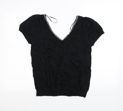 //text Womens Black   Basic T-Shirt Size L