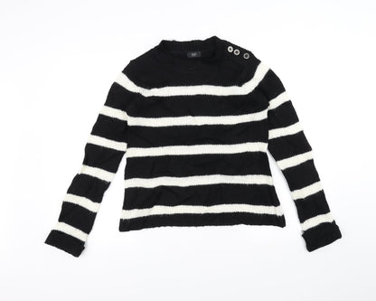 F&F Womens Black Striped Knit Pullover Jumper Size 6