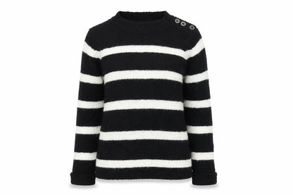 F&F Womens Black Striped Knit Pullover Jumper Size 6