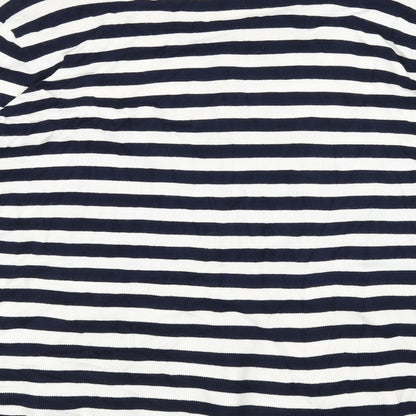 M&Co Womens Blue Striped Knit Cardigan Jumper Size 18