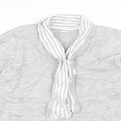 Beaumonde Womens Grey  Knit Pullover Jumper Size L  - scarf attatched