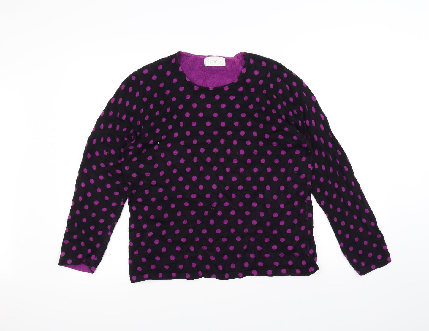 Jumper Womens Black Polka Dot  Pullover Jumper Size L