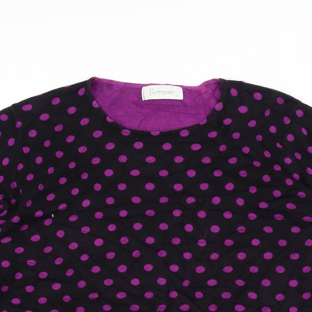 Jumper Womens Black Polka Dot  Pullover Jumper Size L