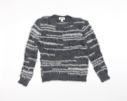 Afibel Womens Grey Striped  Pullover Jumper Size 10