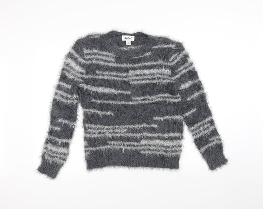 Afibel Womens Grey Striped  Pullover Jumper Size 10