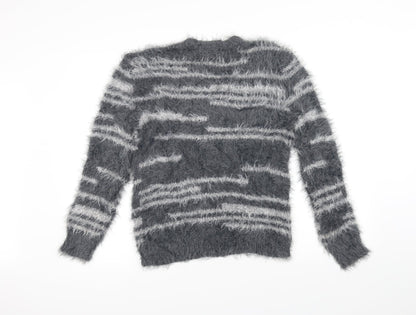 Afibel Womens Grey Striped  Pullover Jumper Size 10