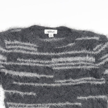 Afibel Womens Grey Striped  Pullover Jumper Size 10
