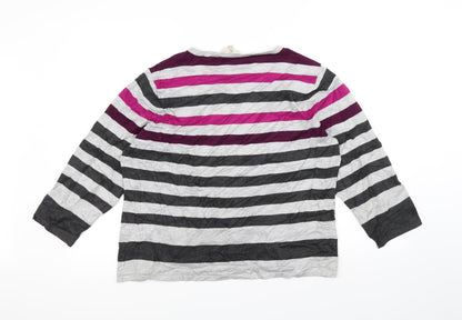 cc Womens Grey Striped  Basic T-Shirt Size XL