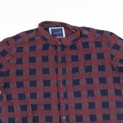 credible Mens Purple Plaid   Button-Up Size L