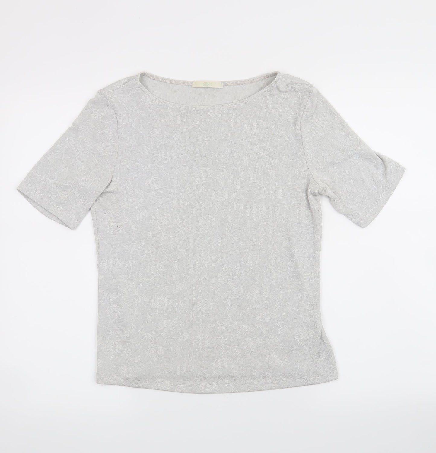 Marks and Spencer Womens Grey Floral  Basic T-Shirt Size 10