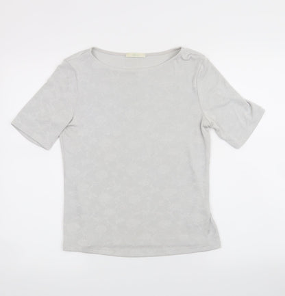 Marks and Spencer Womens Grey Floral  Basic T-Shirt Size 10