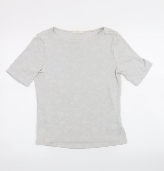 Marks and Spencer Womens Grey Floral  Basic T-Shirt Size 10