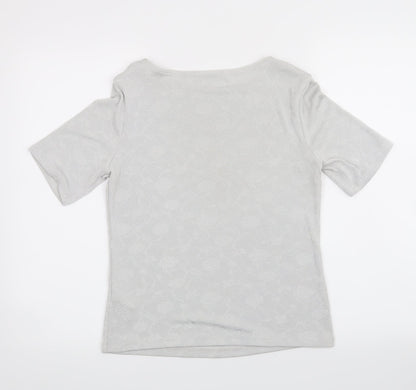 Marks and Spencer Womens Grey Floral  Basic T-Shirt Size 10