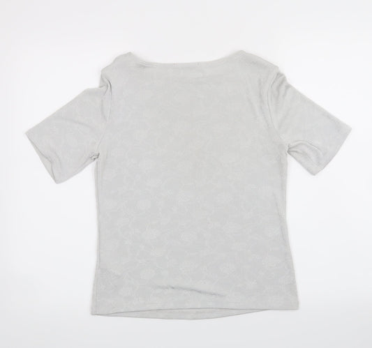 Marks and Spencer Womens Grey Floral  Basic T-Shirt Size 10