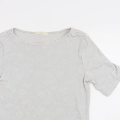 Marks and Spencer Womens Grey Floral  Basic T-Shirt Size 10