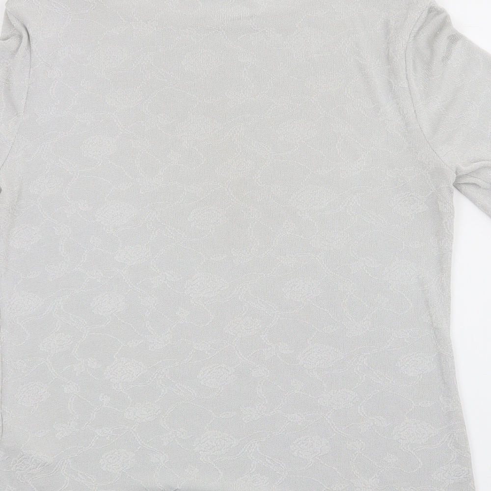 Marks and Spencer Womens Grey Floral  Basic T-Shirt Size 10